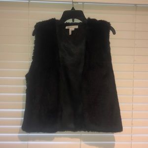 BCBG black, faux fur vest